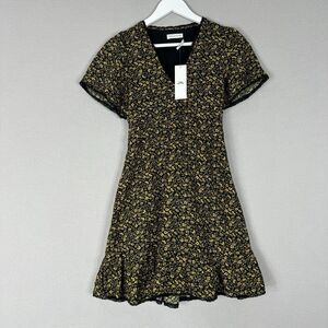 Urban Outfitters Women Dress Extra Small Black Newport Micro Floral Fairy Grunge